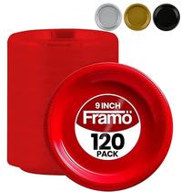Pratos de plástico descartáveis FRAMO Red 23cm Pacote de 120