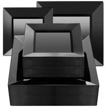 Pratos de plástico descartáveis Goodluck 100 Black Pack