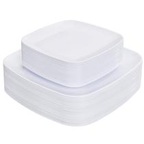 Pratos de plástico descartáveis PULOTE White 60 unidades para festa