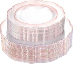 Pratos de plástico descartáveis WDF Rose Gold 100 unidades para festa