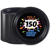 Pratos de plástico descartáveis WELLIFE Black 23cm 150 Count