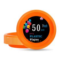 Pratos de plástico descartáveis WELLIFE Orange 18cm 50 Count Pratos de plástico descartáveis WELLIFE Orange 18cm 50 Count