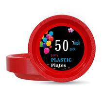 Pratos de plástico descartáveis WELLIFE Red 7 polegadas 50 unidades Pratos de plástico descartáveis WELLIFE Red 7 polegadas 50 unidades