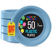 Pratos de plástico Exquisite Party, azul claro, 7 polegadas, 50 unidades