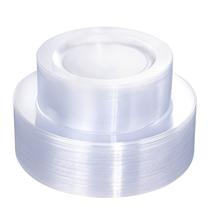 Pratos de plástico FLOWERCAT 100PCS Clear Disposable Party