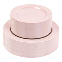 Pratos de plástico FLOWERCAT 100PCS rosa para 50 convidados com 26 cm e 19 cm