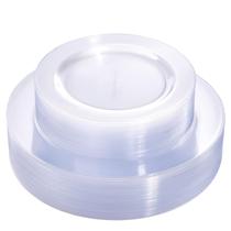 Pratos de plástico FLOWERCAT 60PCS transparentes descartáveis para festas