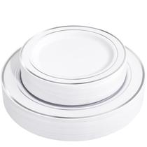 Pratos de plástico FLOWERCAT Silver 60 unidades (30 para jantar, 30 sobremesas) Pratos de plástico FLOWERCAT Silver 60 unidades (30 para jantar, 30 sobremesas)