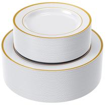 Pratos de plástico FOCUSLINE Gold Set 102 Dinner 51 Dessert White