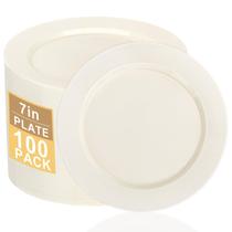 Pratos de plástico I00000 Ivory para sobremesa cremosa de 7 polegadas (100 unidades)