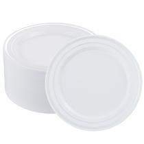 Pratos de plástico ISFANGCO Silver Rimmed White 50 unidades 26 cm