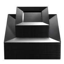 Pratos de plástico Liacere, 100 unidades, quadrados pretos, com 50 pratos de jantar, 24 cm