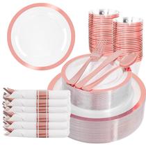 Pratos de plástico Liacere Rose Gold com aro 350 unidades para 50 convidados