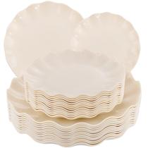 Pratos de plástico LIYH reutilizáveis Scalloped Ivory 24 unidades