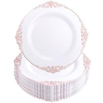 Pratos de plástico Morejoy Rose Gold 26 cm 100 peças