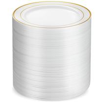 Pratos de plástico Munfix 100 Gold 18cm Descartáveis Sobremesa brancos