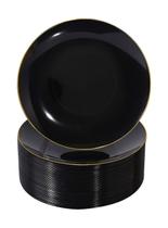 Pratos de plástico Nervure, 100 peças, preto, prato de sobremesa de 19 cm
