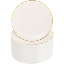 Pratos de plástico Nervure Ivory and Gold 19 cm 100 unidades