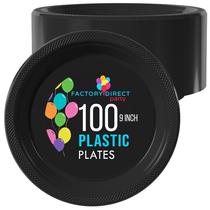 Pratos de plástico Party Solids pretos de 9 polegadas, 100 unidades descartáveis Pratos de plástico Party Solids pretos de 9 polegadas, 100 unidades descartáveis
