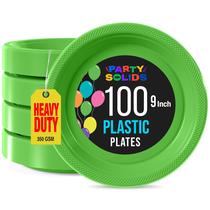 Pratos de plástico Party Solids, verde limão, 23 cm, pacote com 100 Pratos de plástico Party Solids, verde limão, 23 cm, pacote com 100