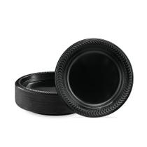 Pratos de plástico PLASTICPRO pretos de 7 polegadas, 100 unidades para festa Pratos de plástico PLASTICPRO pretos de 7 polegadas, 100 unidades para festa