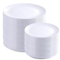 Pratos de plástico PULOTE 200 peças descartáveis brancas (100x25cm e 100x18cm)