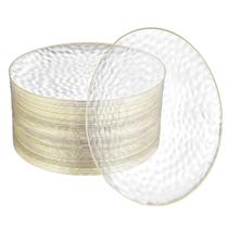 Pratos de plástico R-kay, pacote com 100, transparente, 25 cm com borda dourada para casamento