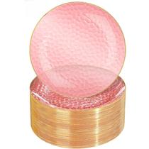 Pratos de plástico Rubtlamp Pink Gold 18 cm 60 unidades de salada e sobremesa Pratos de plástico Rubtlamp Pink Gold 18 cm 60 unidades de salada e sobremesa