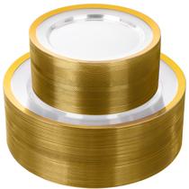 Pratos de plástico supernal Clear and Gold 120 unidades