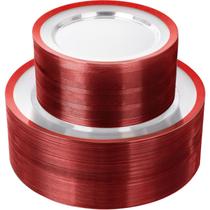 Pratos de plástico supernal Red Rim descartáveis 120 unidades