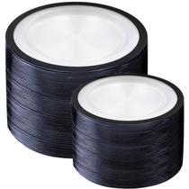 Pratos de plástico U-QE 200 unidades transparentes/pretos para festa com 100 jantares Pratos de plástico U-QE 200 unidades transparentes/pretos para festa com 100 jantares