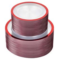 Pratos de plástico U-QE Red 120 unidades (60 25 cm de jantar + 60 x 18 cm de sobremesa) Pratos de plástico U-QE Red 120 unidades (60 25 cm de jantar + 60 x 18 cm de sobremesa)