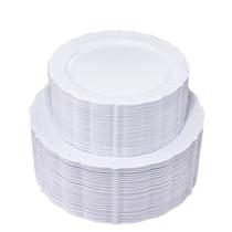 Pratos de plástico U-QE White 100 peças para festa de Natal Pratos de plástico U-QE White 100 peças para festa de Natal