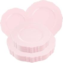Pratos de plástico WDF Barroque Pink descartáveis 60 unidades