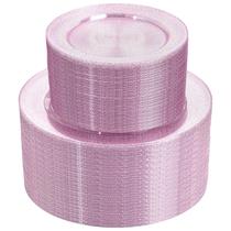 Pratos de plástico WDF Pink 200PCS Rose Gold Glitter para festa Pratos de plástico WDF Pink 200PCS Rose Gold Glitter para festa