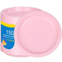 Pratos de plástico WELLIFE Pink de 10 polegadas (150 unidades) para festas