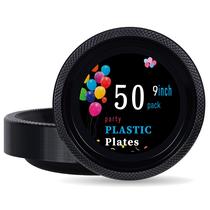 Pratos de plástico WELLIFE pretos 23 cm 50 unidades descartáveis x50