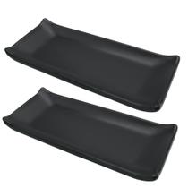 Pratos de servir Needzo em melamina preta fosca 22 x 10 cm, 2 unidades Pratos de servir Needzo em melamina preta fosca 22 x 10 cm, 2 unidades