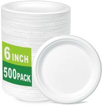Pratos de sobremesa compostáveis CantaGreen 500 unidades de bagaço de 15 cm Pratos de sobremesa compostáveis CantaGreen 500 unidades de bagaço de 15 cm