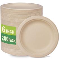 Pratos de sobremesa compostáveis GreenWorks 200 unidades de bagaço de 15 cm