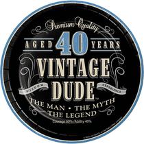 Pratos de sobremesa Creative Converting Vintage Dude 40th x8 Pratos de sobremesa Creative Converting Vintage Dude 40th x8