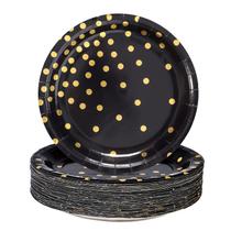 Pratos de sobremesa de papel preto CENLBJ para festas (50 unidades)