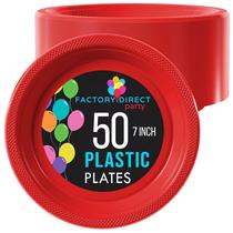 Pratos de sobremesa de plástico Exquisite Party Red 7 polegadas, 50 unidades
