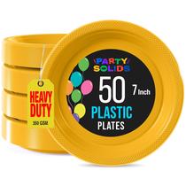 Pratos de sobremesa de plástico Exquisite Party Yellow 7 polegadas, 50 unidades