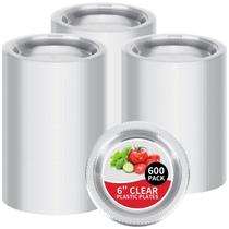 Pratos de sobremesa de plástico Sabary de 6 polegadas transparentes (600 unidades) Pratos de sobremesa de plástico Sabary de 6 polegadas transparentes (600 unidades)