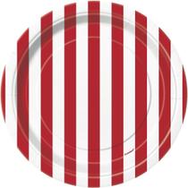Pratos de sobremesa exclusivos Party Dazzling Ruby Red Stripes 7" Pratos de sobremesa exclusivos Party Dazzling Ruby Red Stripes 7"