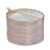 Pratos de sobremesa Rubtlamp de plástico transparente 18 cm com garfos 19 cm 200 unidades