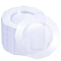 Pratos de sobremesa WDF de plástico transparente descartáveis de 7,5 polegadas, 60 unidades