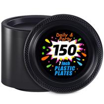 Pratos de sobremesa WELLIFE Black Plastic 7 polegadas 150 unidades Pratos de sobremesa WELLIFE Black Plastic 7 polegadas 150 unidades