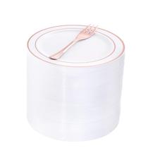 Pratos de sobremesa WELLIFE Rose Gold Plastic 16 cm 240 peças